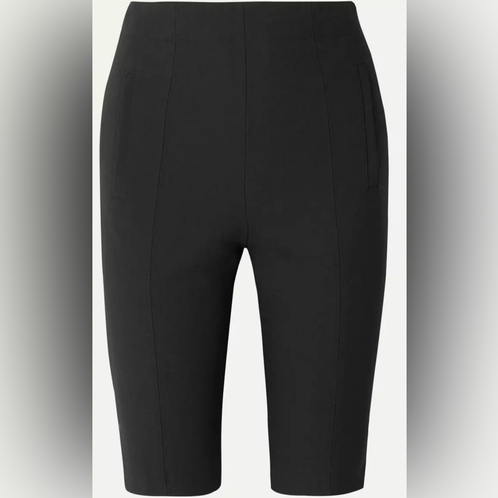 Tibi Black “Anson Biker” Bermuda Trousers Shorts Black Hidden Pockets Back Zip